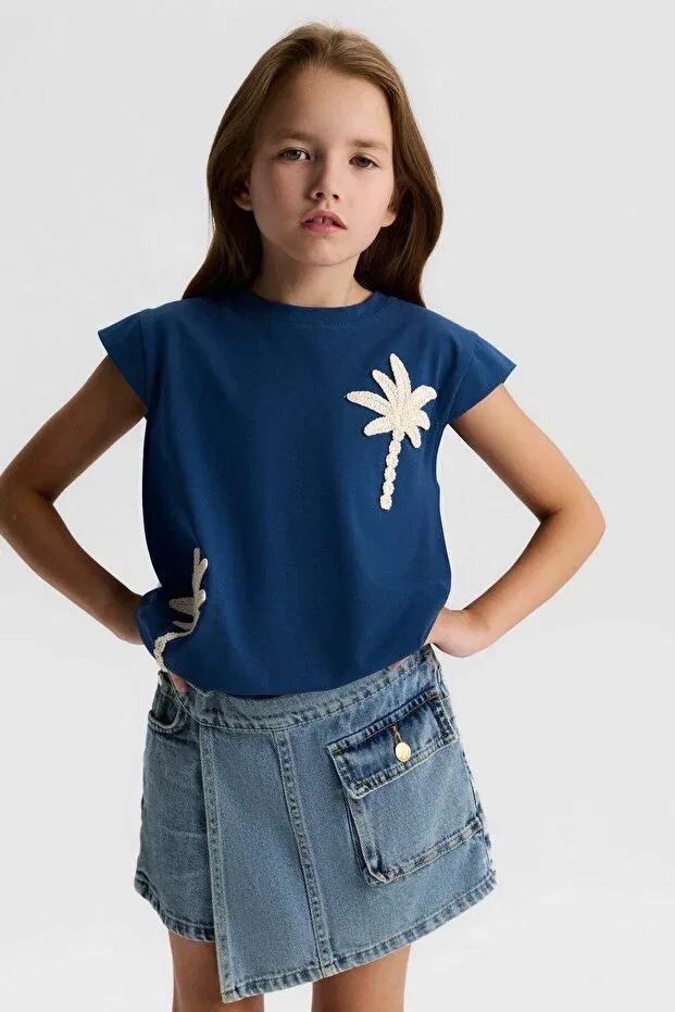 Детские шорты-юбка для девочек с принтом Nk Kids, Light Blue — фото 2