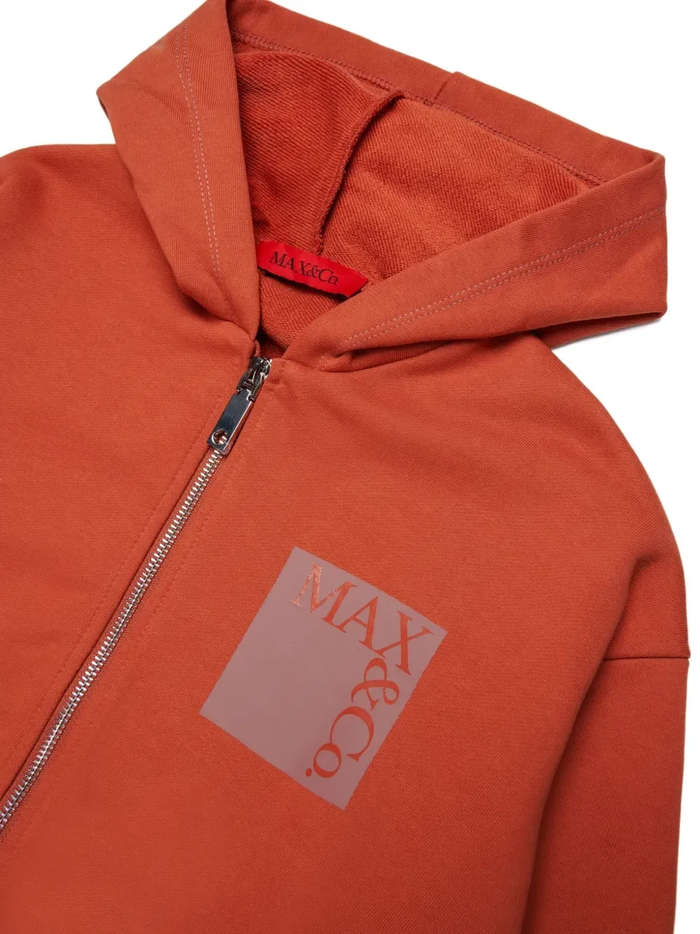Худи на молнии с логотипом Max&Co. Kids, оранжевый — фото 3