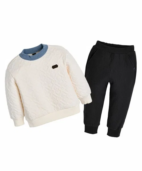 Детский комплект из топа и брюк с геометрическим принтом moimoln, Ivory