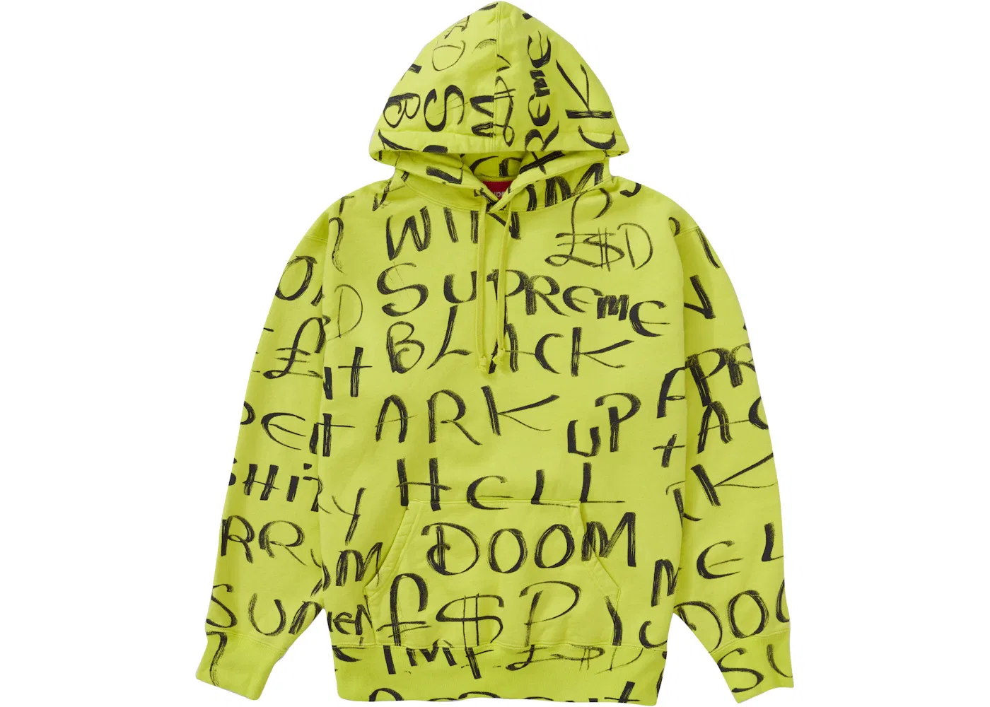 Мужской худи с принтом Hooded Sweatshirt Supreme, Fluorescent Yellow