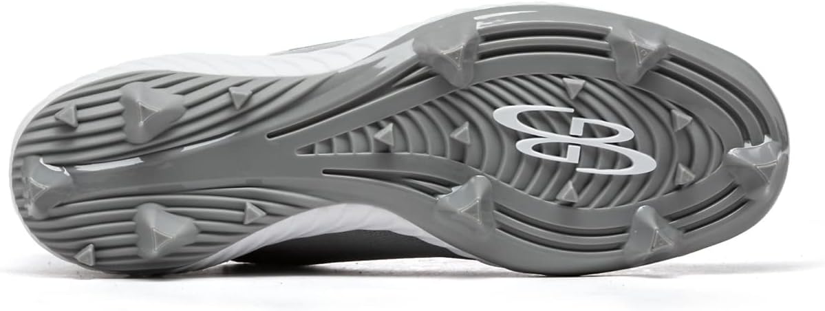 Мужские бутсы Boombah Raptor с формованными шипами - несколько вариантов цвета - разные размеры, белый/серый/угольный — фото 2