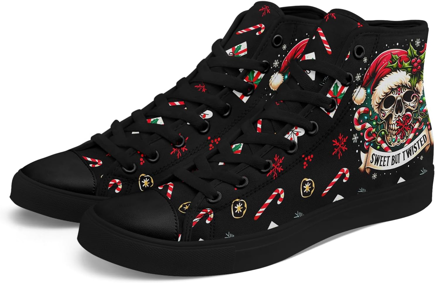 

Высокие кеды на холщовой подошве AWSOLE для мужчин и женщин, с принтом Санты, забавные рождественские повседневные кроссовки для ходьбы, белый/черный/красный/зеленый