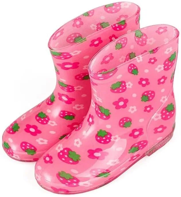 Детские сапоги для девочек и мальчиков с мультяшным принтом Zonkacen, Pink Strawberry