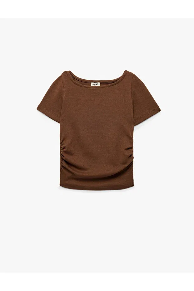 Детская футболка для девочек с круглым вырезом Koton, Brown — фото 3