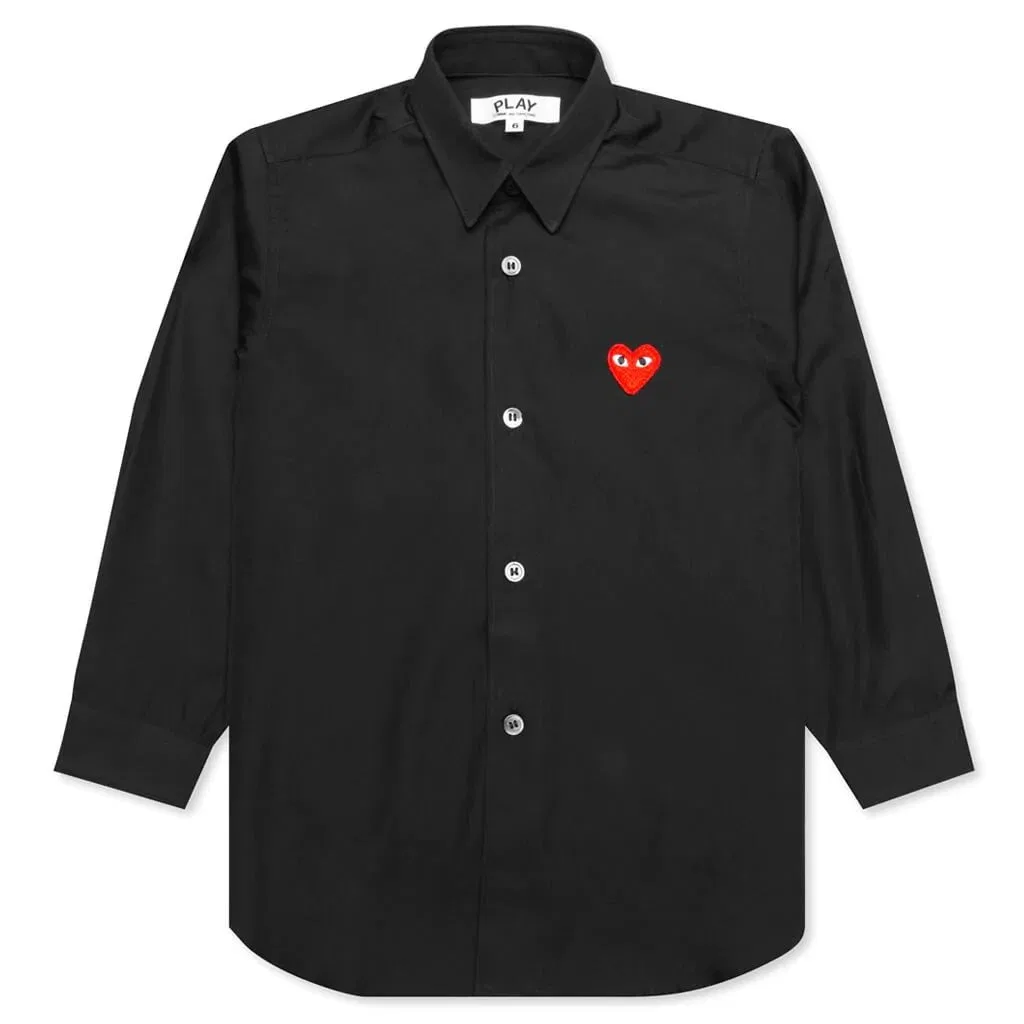 Детская рубашка с длинным рукавом и принтом Play Comme Des Garcons, Black