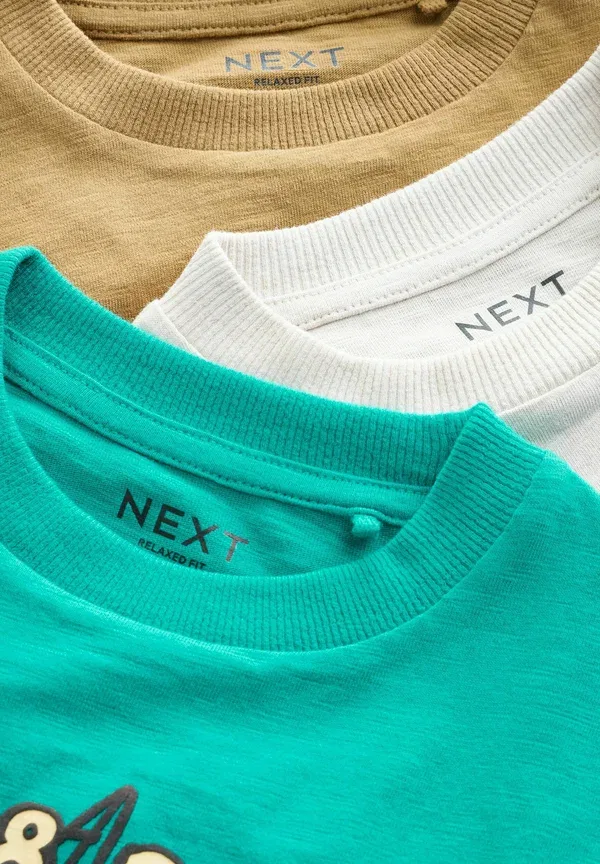 Футболка с принтом Regular fit - short sleeve graphic t-shirt 3 pack, Next, Teal Blue Digger, синий/бирюзовый — фото 3