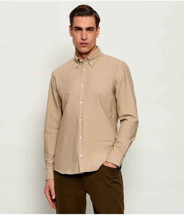 Мужская рубашка slim fit H-Roan-Bd-E-C1-261 BOSS, бежевый — фото 3