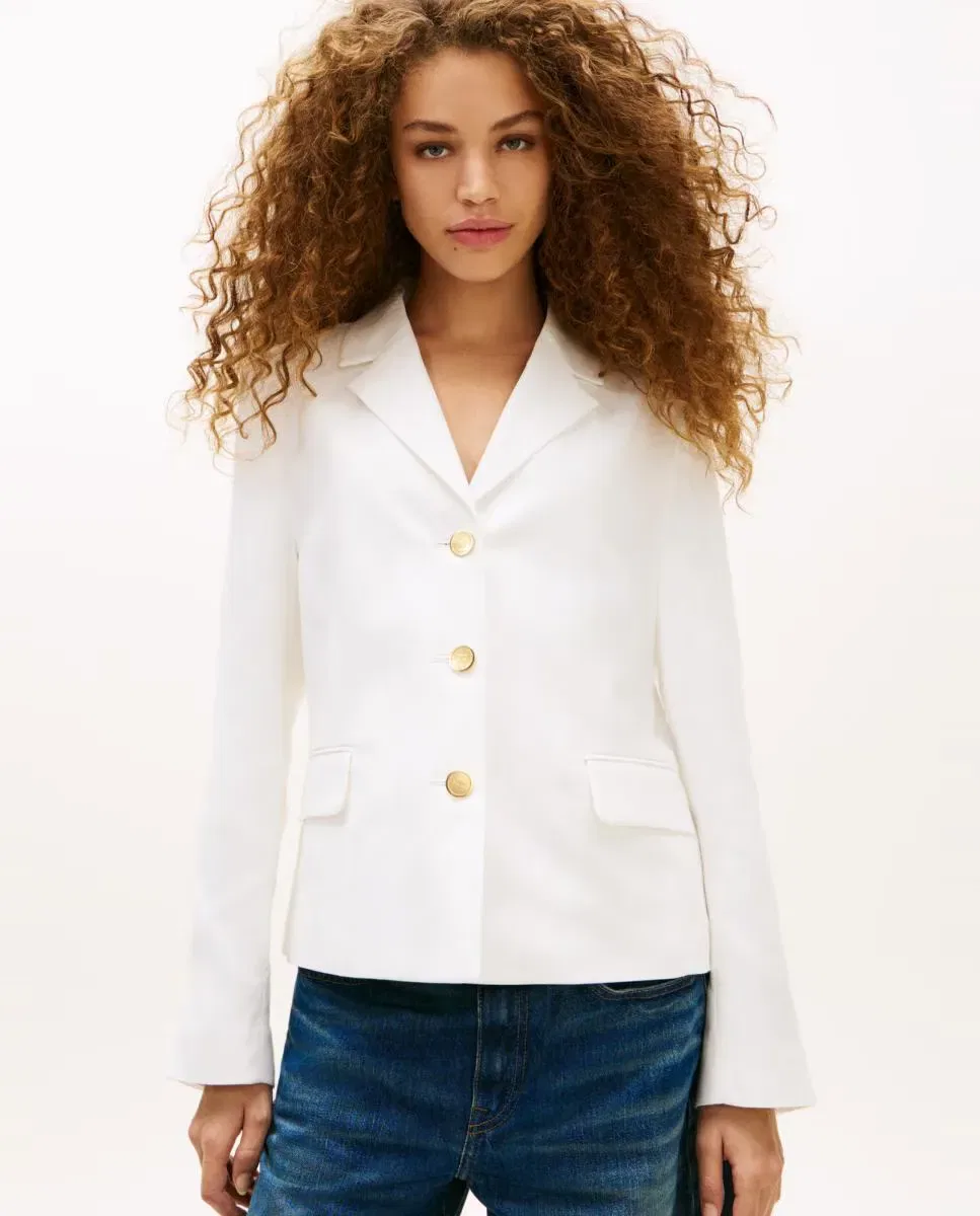 Женский блейзер из льняной смеси с принтом Tommy Hilfiger, Blanco