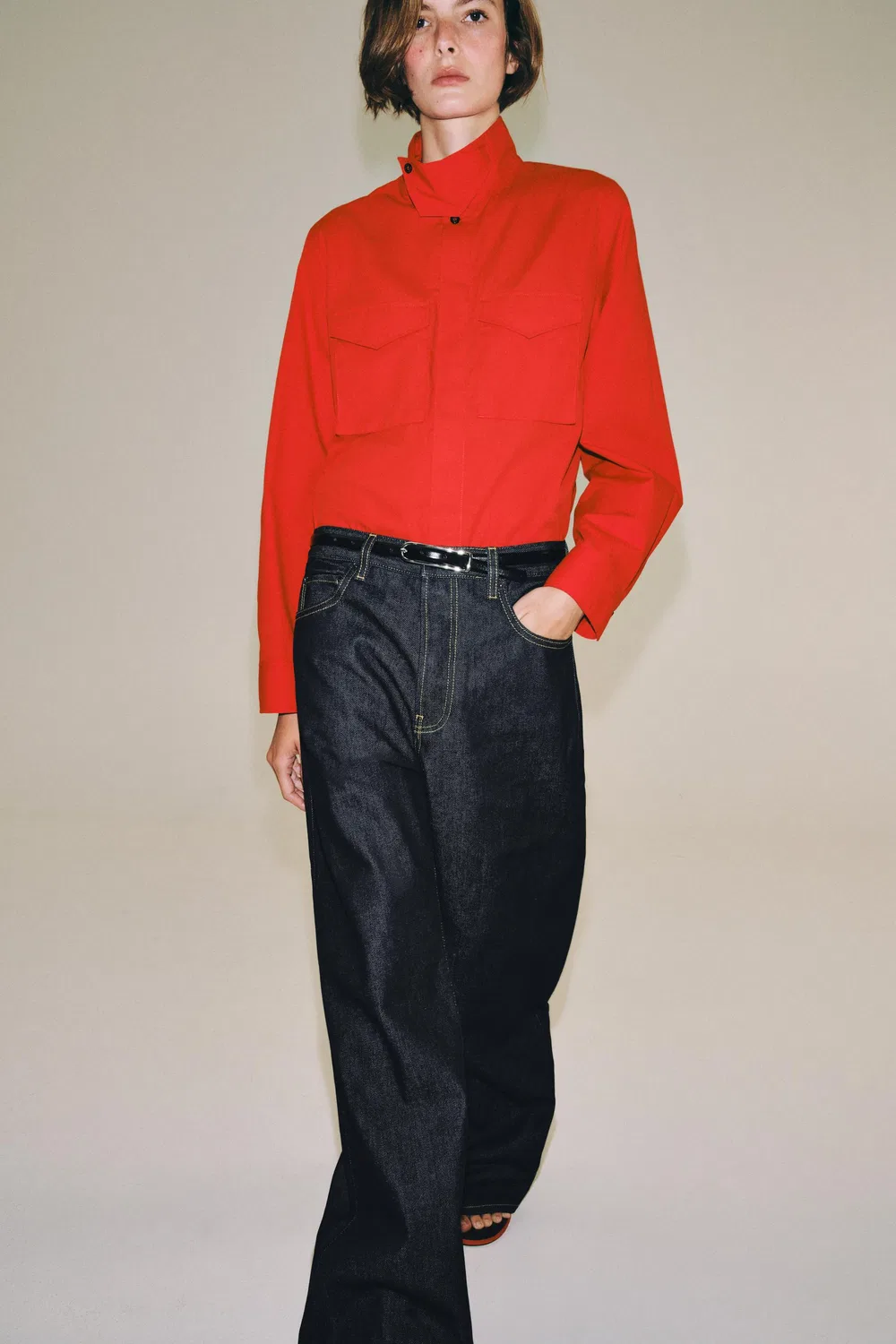 Рубашка с карманом из коллекции ZW ZARA, Intense red — фото 3