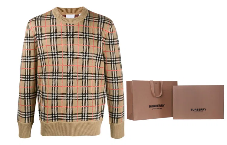 Мужской свитер с круглым вырезом Beige Burberry — фото 4
