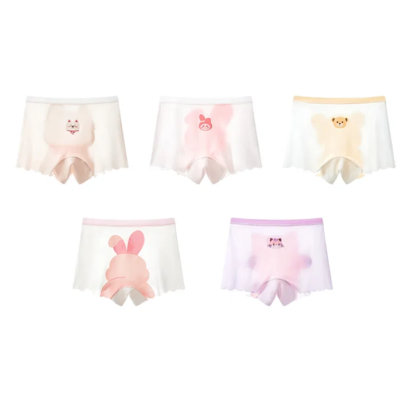 Детский комплект трусов для девочек 4 шт. Red bean, 4-Pack [Pink + Yellow + Light Purple + Pink] — фото 3