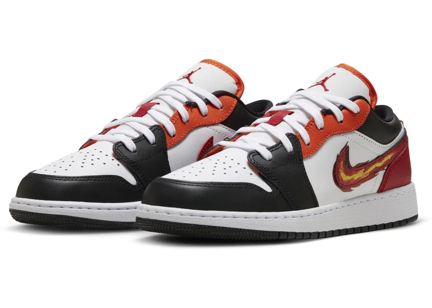Детские кроссовки с принтом Jordan 1 Low SE Jordan, White Black-White-Gym Red-Team Orange — фото 2