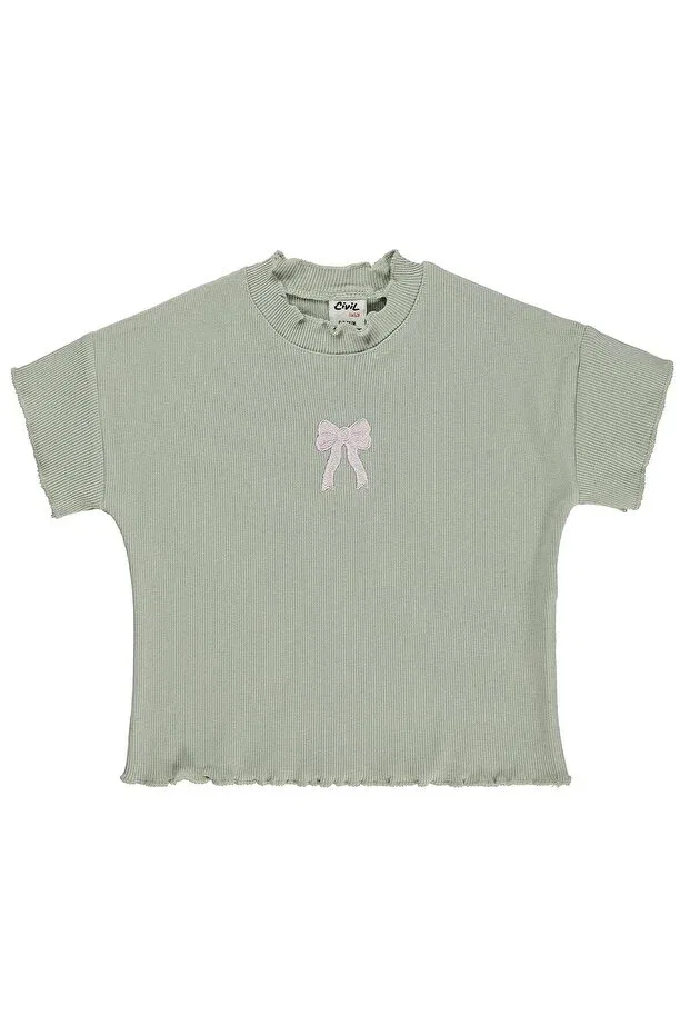 Детская футболка для девочек с вышивкой лентой Civil Baby, Cascade Green