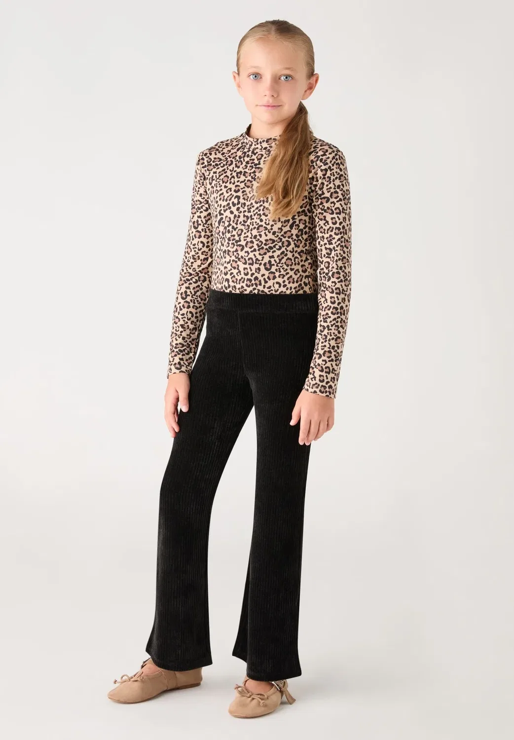 Футболка боди a maniche Lunghe con Stampa Animalier - топ с длинными рукавами Terranova, Var Beige