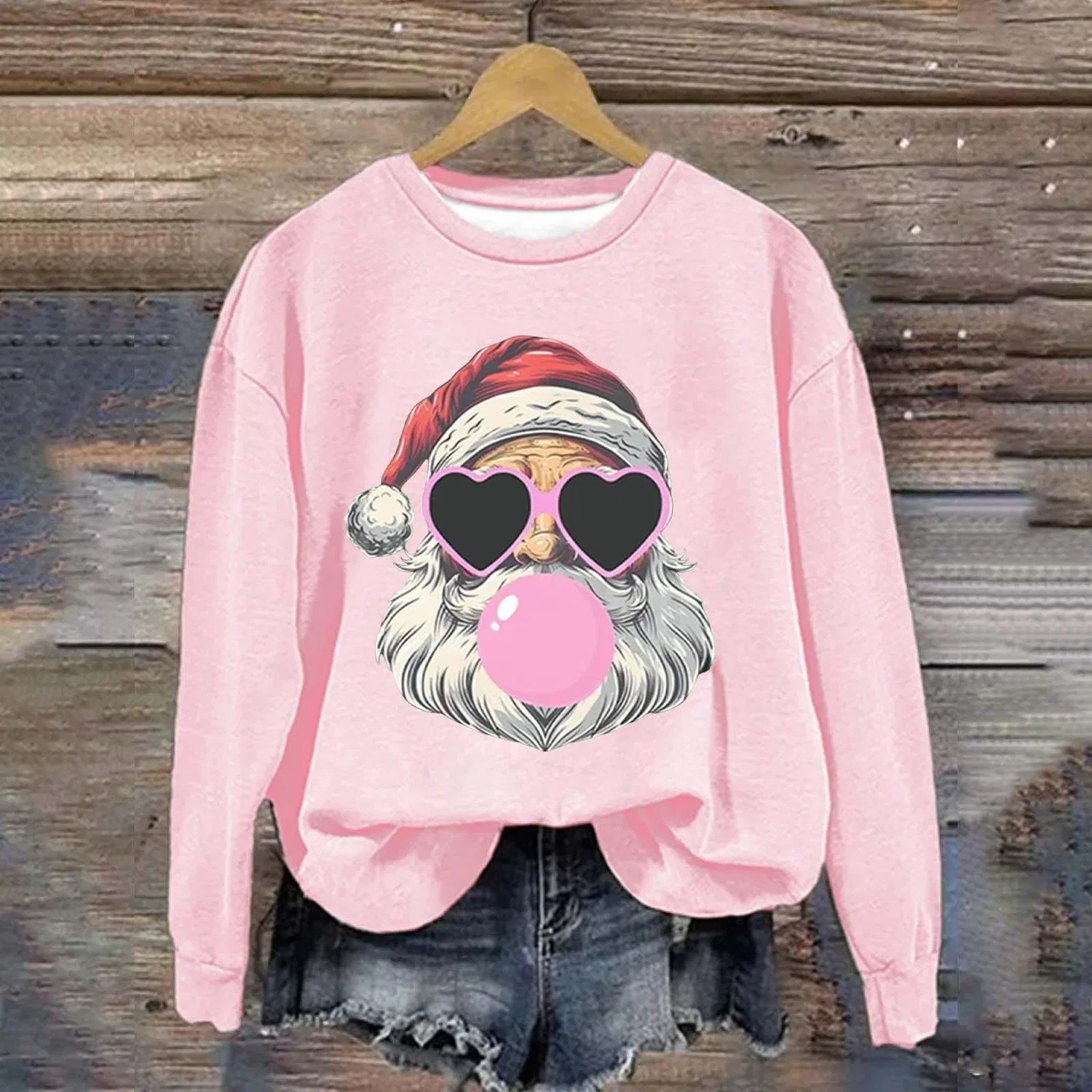 Женский свитшот с принтом Santa для женщин, Z12 Pink — фото 4