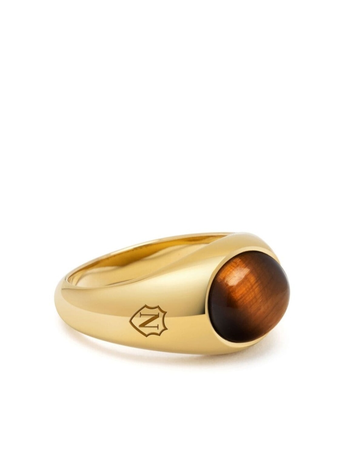 

Перстень с гравировкой и тигровым глазом Nialaya Jewelry, золотой