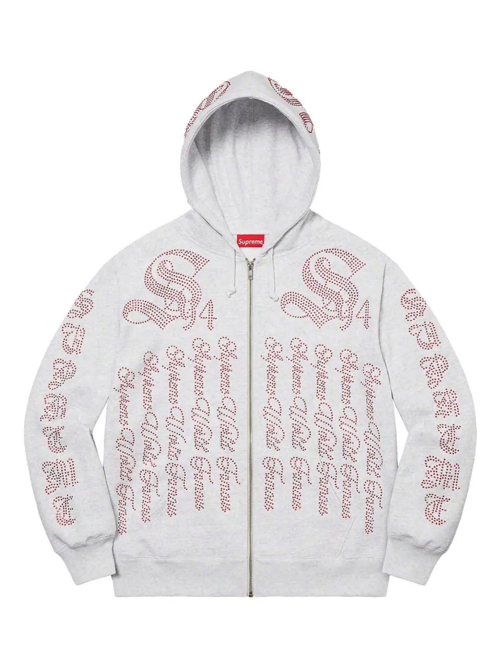 

Худи SS22- Ash Grey со стразами Supreme, серый