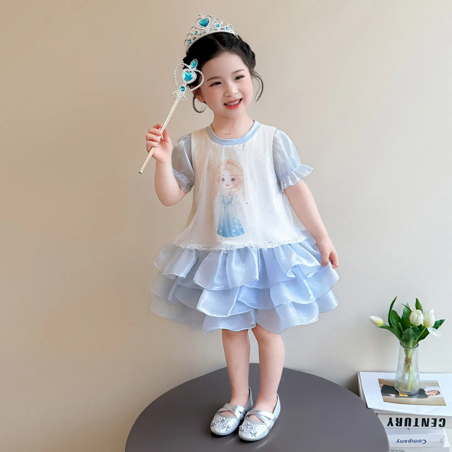 Детское платье для детей 3-7 лет Disney, Skirt+Veil+Crown+Magic Stick — фото 4