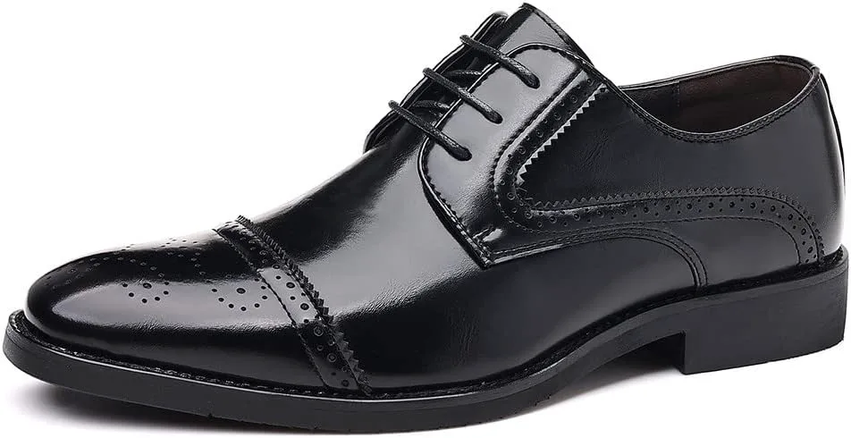 

Мужские оксфорды Santimon Semi-Brogue из кожи с крыловидным носком для официальных мероприятий, черный