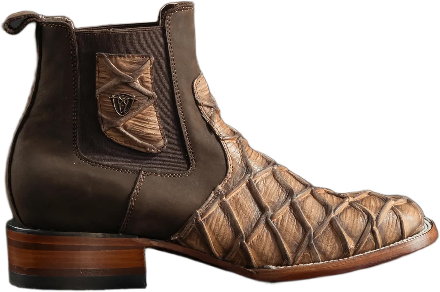 

Мужские ковбойские ботинки Rodeo Cartie из натуральной кожи с квадратным носком, экзотической печатью «Монстр-рыба» Royal Pirarucu 4D, короткие на щиколотку - Oryx Generic, initial