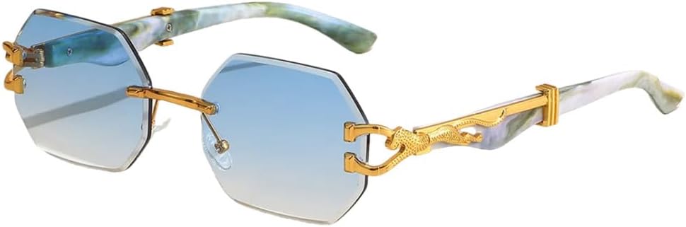 

Солнцезащитные очки без оправы с золотым леопардовым принтом, восьмиугольные, для женщин и мужчин, роскошные винтажные солнцезащитные очки, популярные панк-очки для активного отдыха generic, Marble Blue