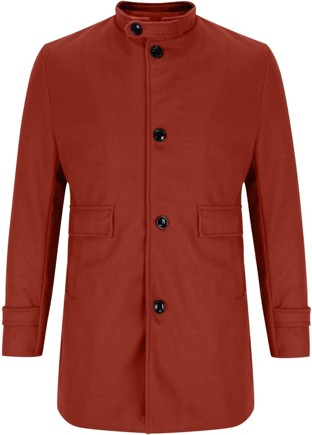 Мужское повседневное пальто-тренч Slim Fit со стоячим воротником, длинное пальто, зимнее модное однобортное пальмо generic, оранжевый — фото 3