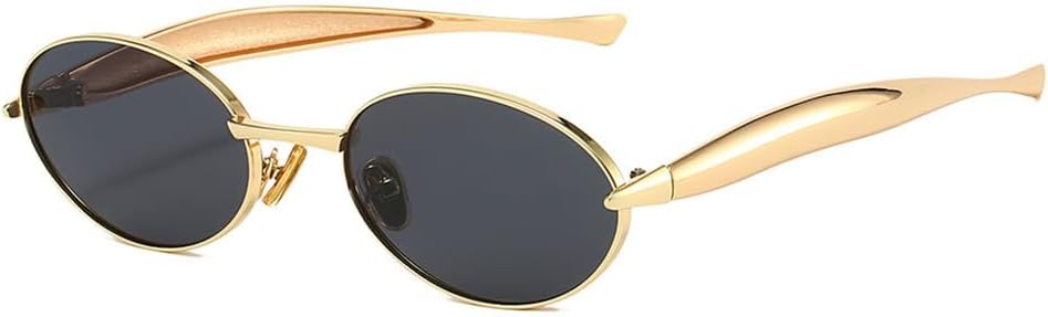 

Солнцезащитные очки UV400 с защитой от УФ-излучения, овальная маленькая оправа, металлический градиент, для женщин и мужчин, для бега и занятий спортом на открытом воздухе UYPTK, Golden Black