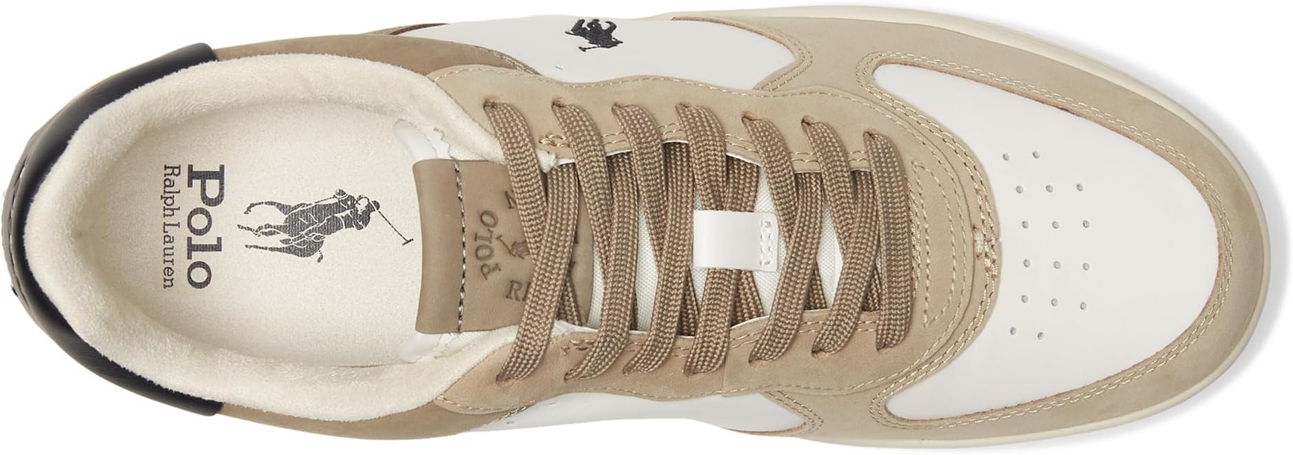 Кроссовки Polo Ralph Lauren Masters Court Nubuck & Leather Sneakers, цвет Deckwash White/Tonal Milkshake — фото 2