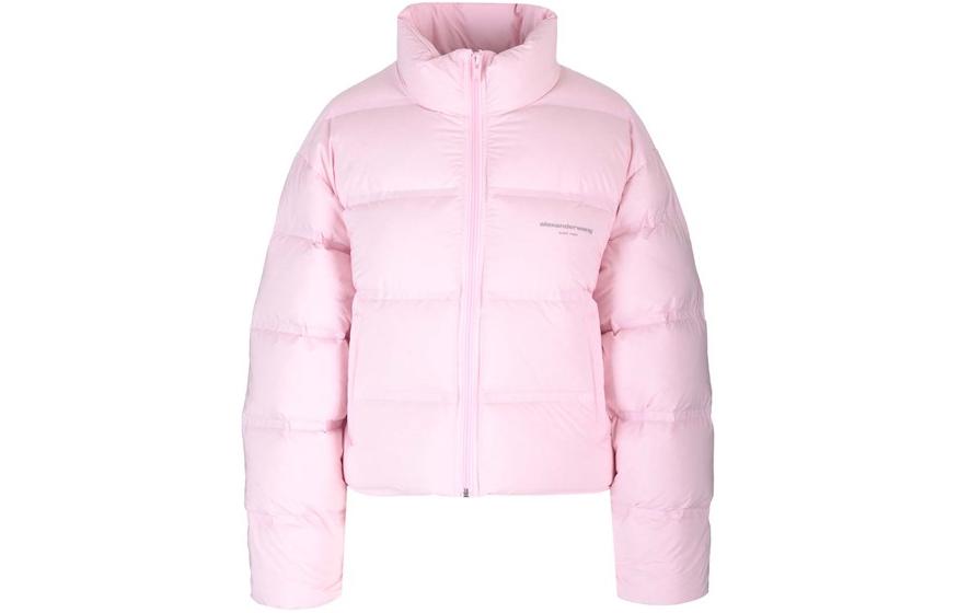 

Пуховик с молнией и принтом логотипа Alexander Wang, розовый