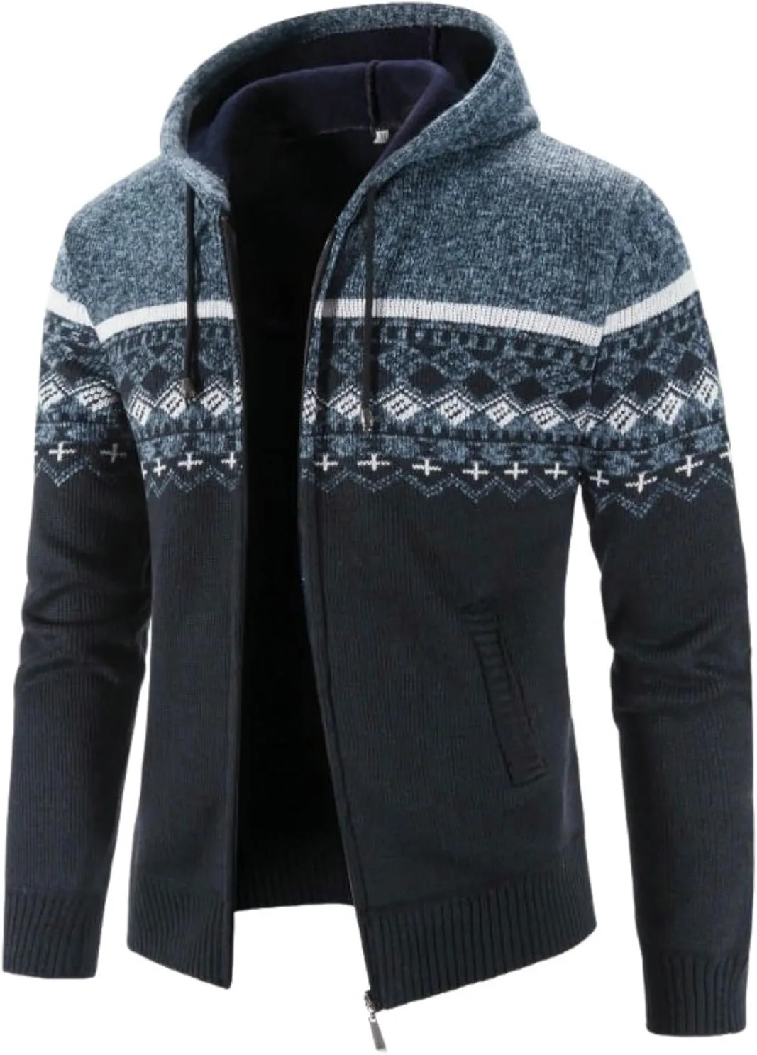 

Мужской утепленный кардиган с плюшевой подкладкой и градиентным цветом YEBAITOU