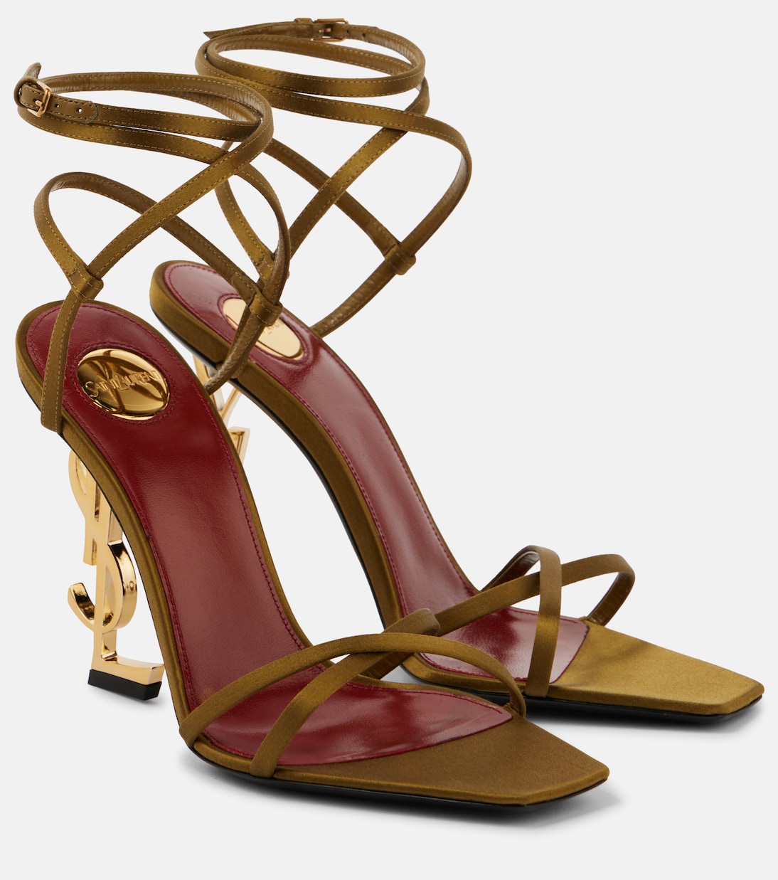 Опиум 110 сандалии из сатинового крепа Saint Laurent, Cuba Gold