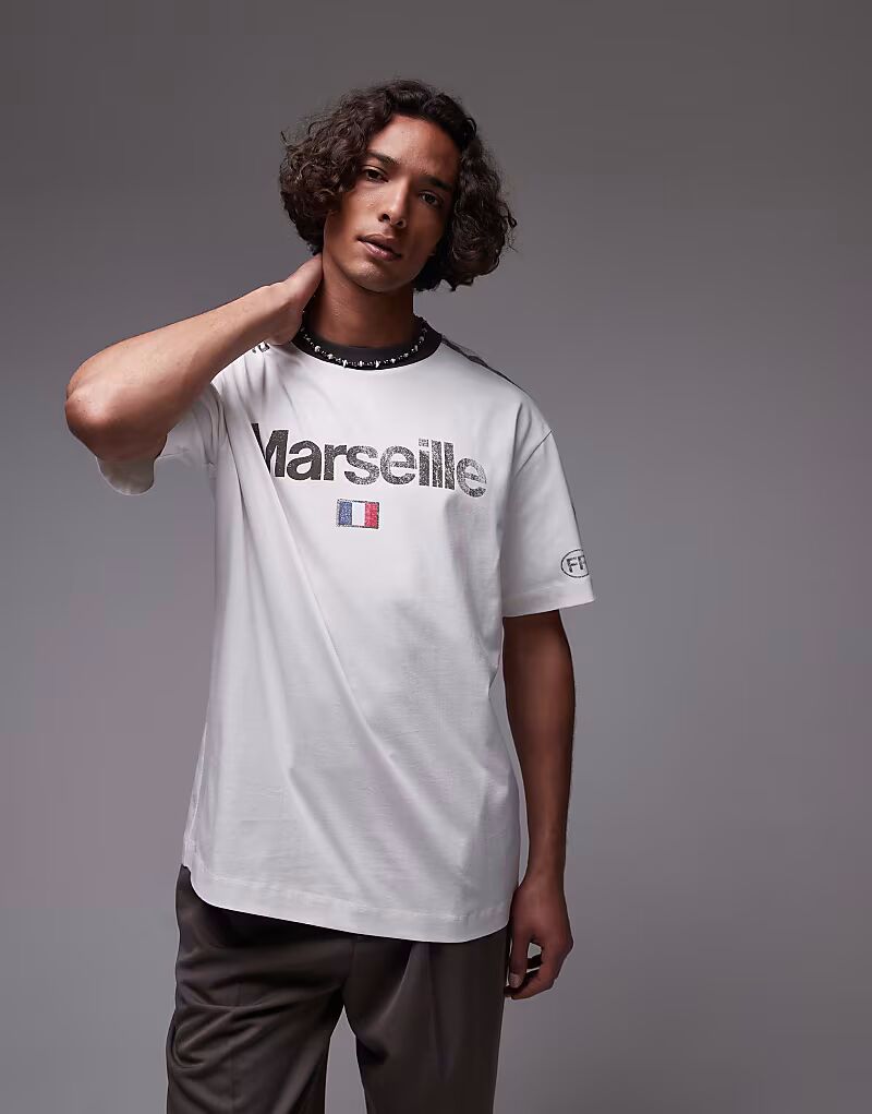

Футболка свободного кроя с принтом «Марсель», белого цвета Topman, Белый, Футболка свободного кроя с принтом «Марсель», белого цвета Topman