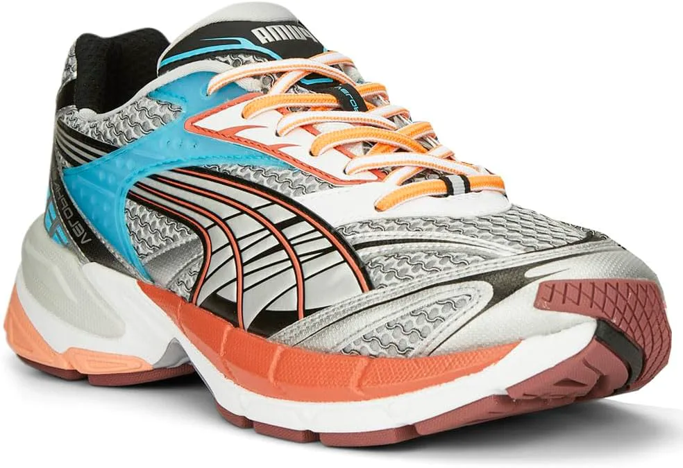 Мужские кроссовки PUMA Velophasis с поэтапной шнуровкой - серые, серебристый/оранжевый/синий — фото 2