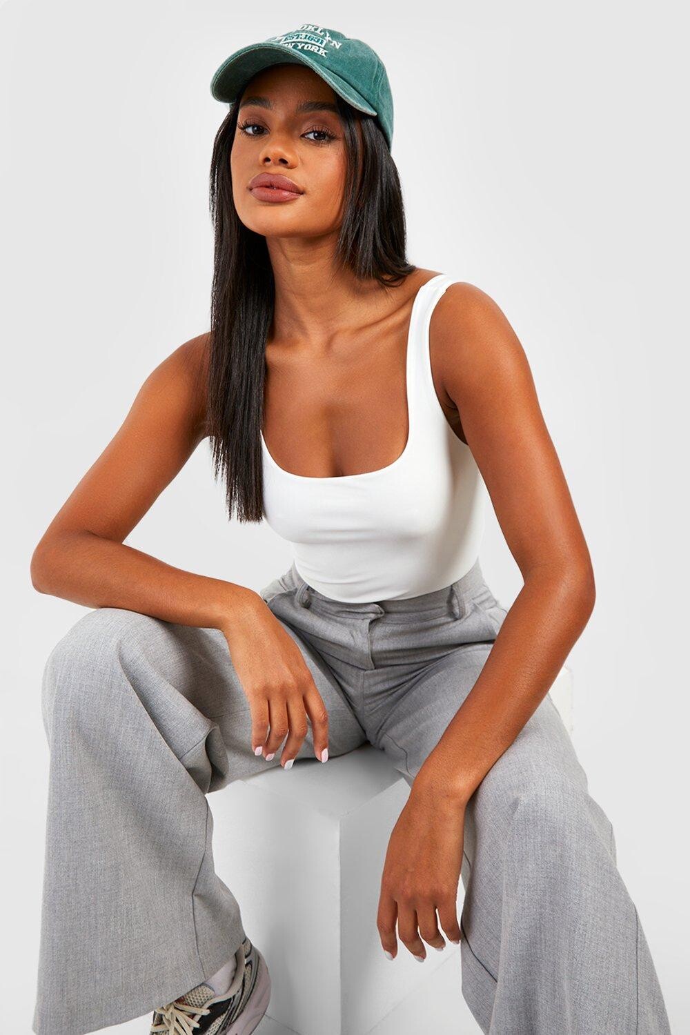 

Двухслойное боди с квадратным вырезом Boohoo, белый