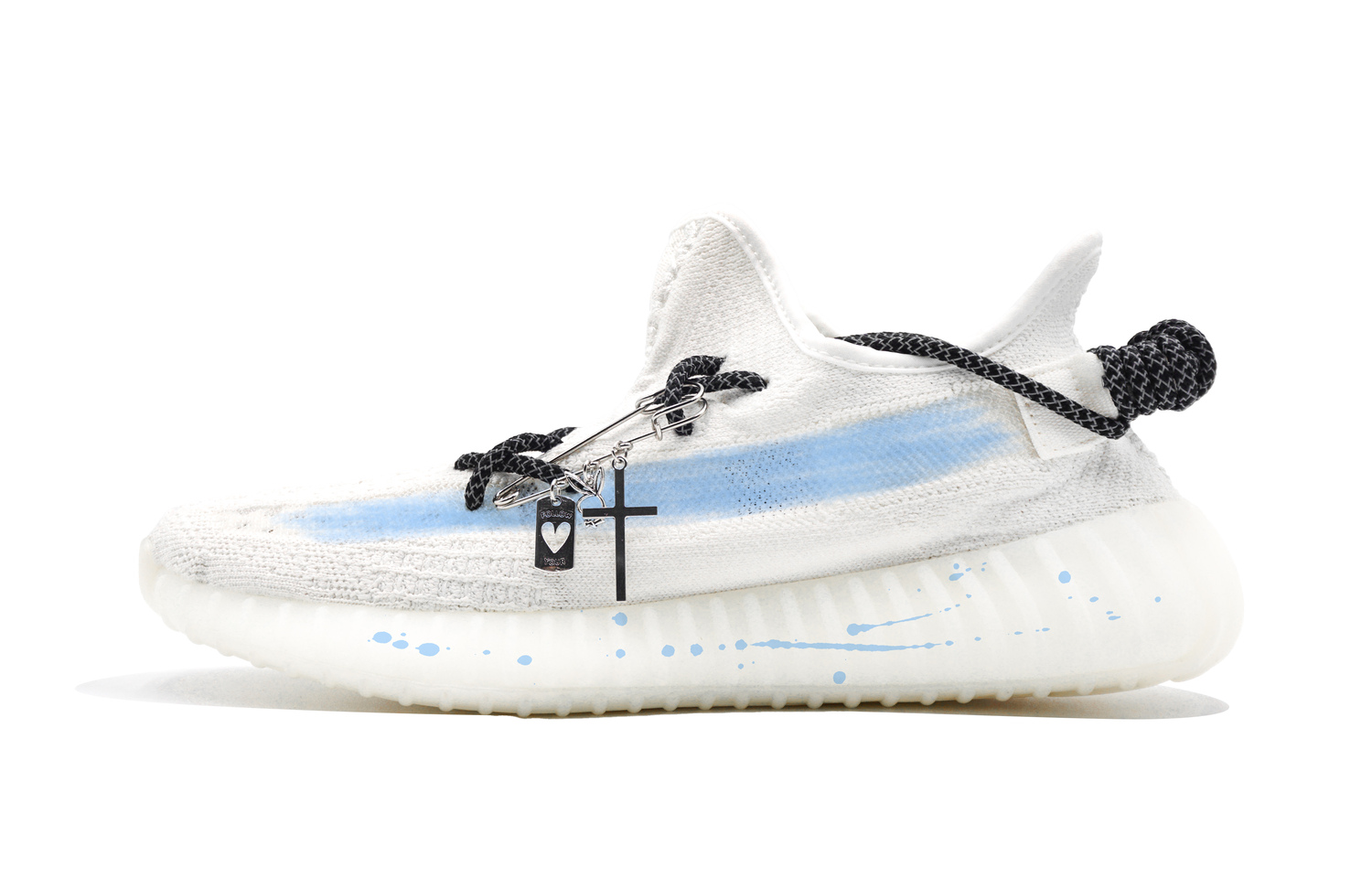 

Adidas Originals Изнашивающиеся низкие кеды Yeezy Boost 350 V2 повседневные унисекс бело-голубые, цвет White Blue