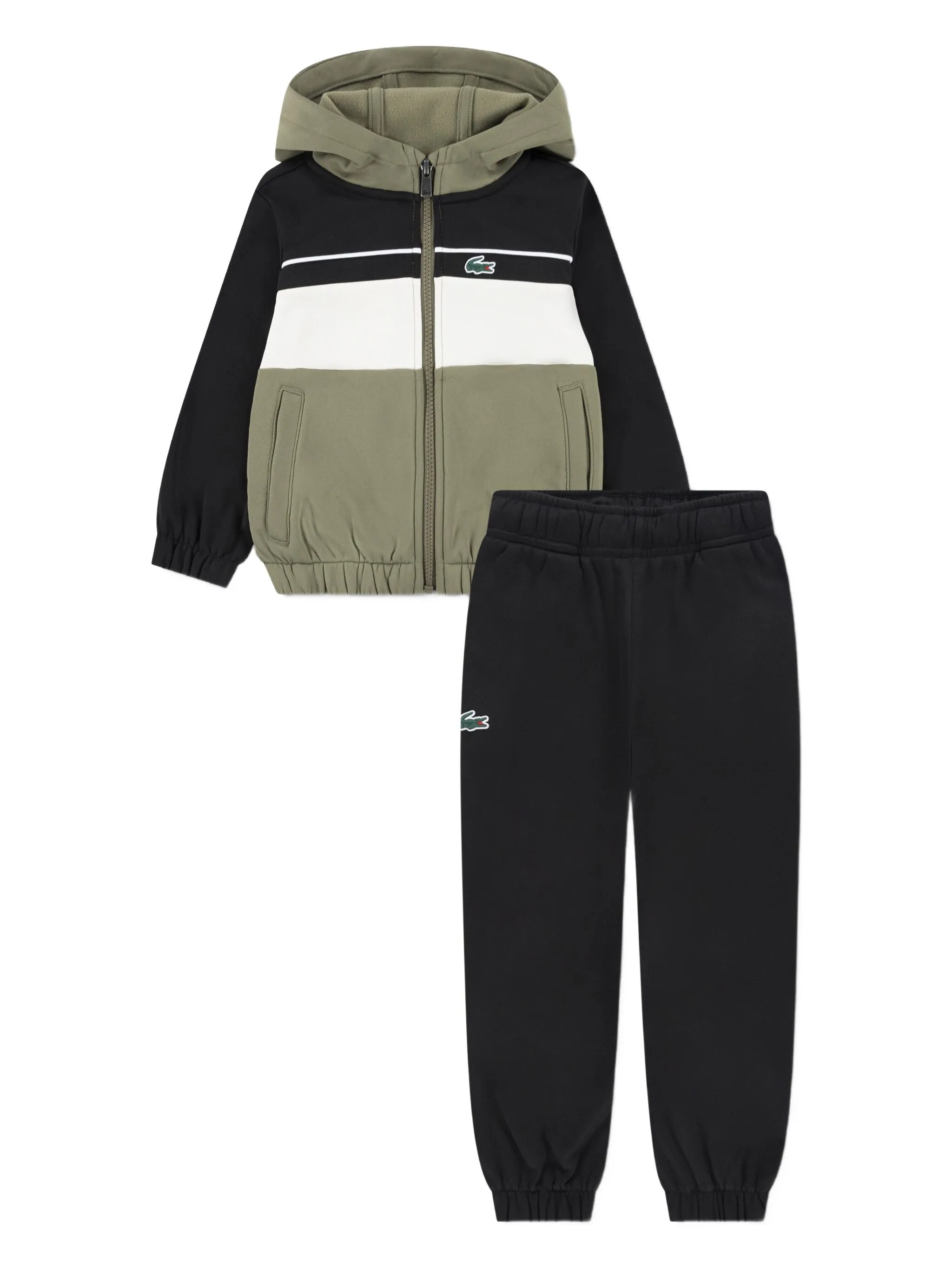 

Спортивный костюм в цветную полоску с капюшоном Lacoste Kids, черный
