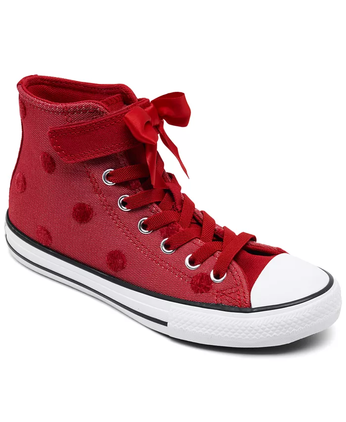 

Маленькие девочки Chuck Taylor All Star Bows высокие кеды с верхней застежкой на липучке повседневные кроссовки от Finish Line Converse, красный