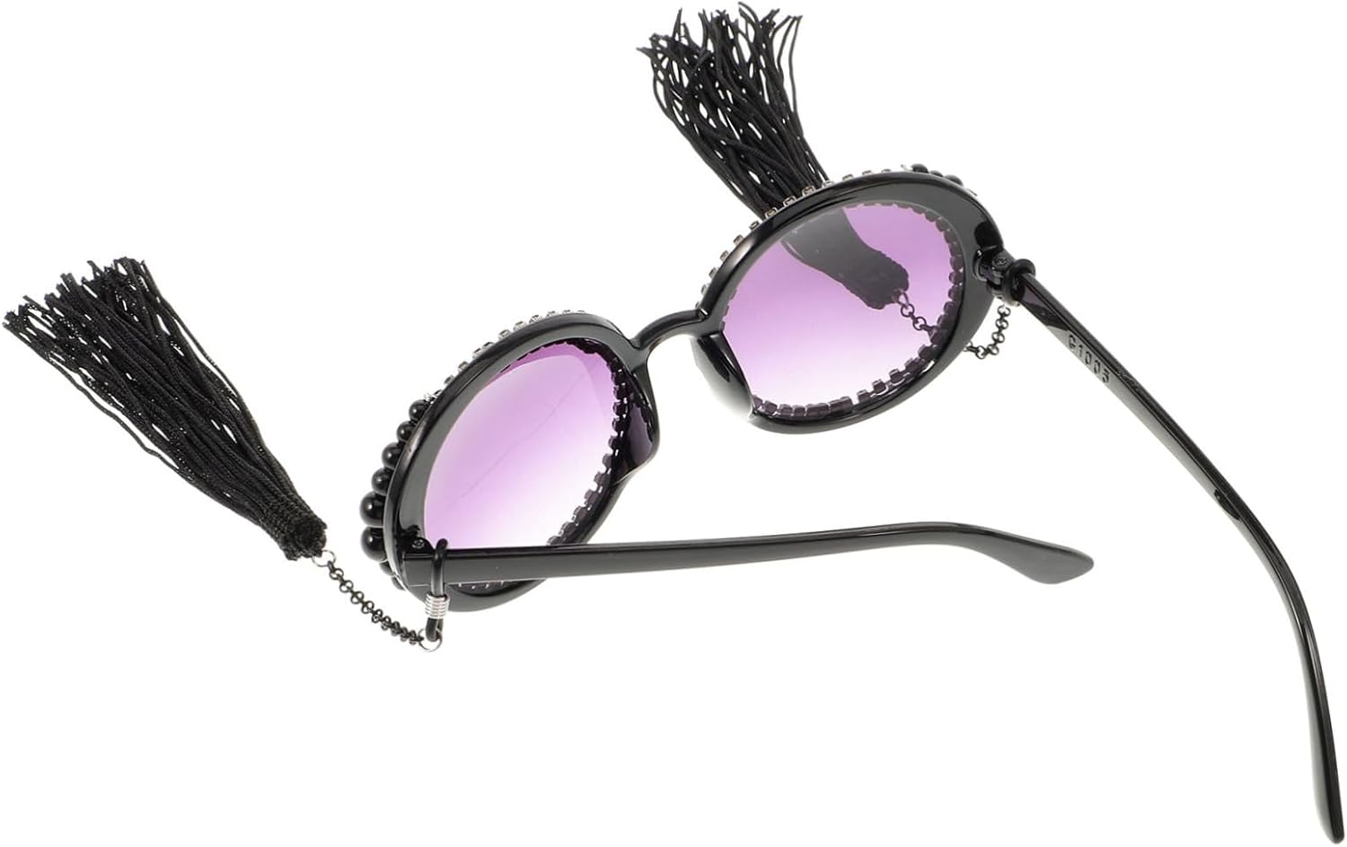 

Уникальные винтажные солнцезащитные очки с элегантным дизайном и кисточками. Модные очки для женщин для вечеринок и мероприятий. Ретро-оправа круглой формы из прочных материалов ORFOFE, Black