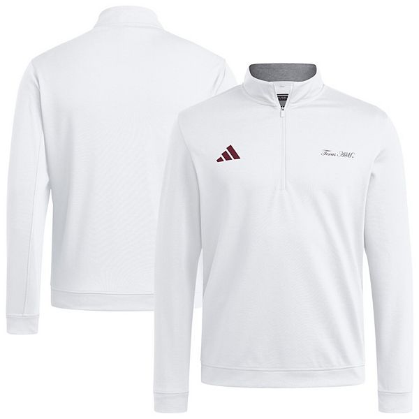 Мужская белая куртка texas a&m aggies elevated quarter-zip Adidas — фото 2