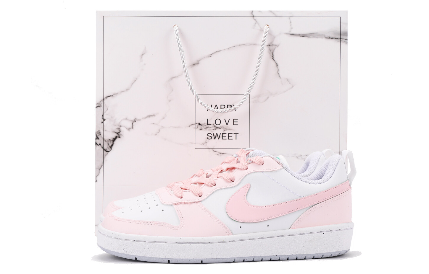 

Кроссовки Nike Court Borough Skateboard Shoes Women's Low-Top White Pink, Розовый, Кроссовки Nike Court Borough Skateboard Shoes Women's Low-Top White Pink