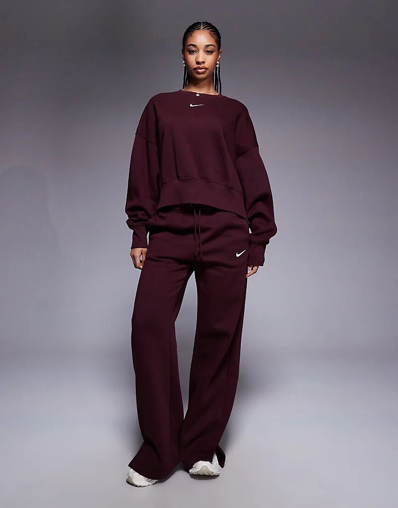 

Толстовка Nike Phoenix Fleece oversize бордового цвета