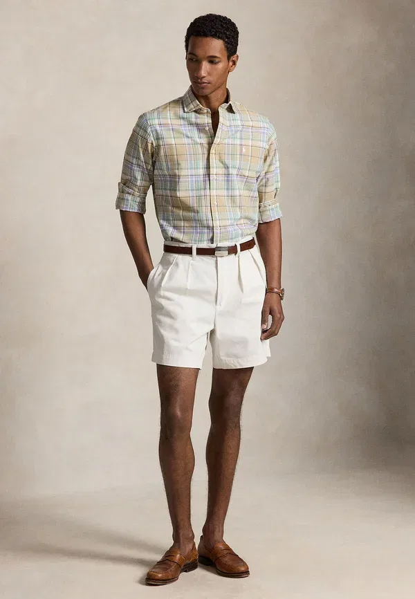 Рубашка оксфордская Polo Ralph Lauren, хаки выцветший мятный мульти — фото 2