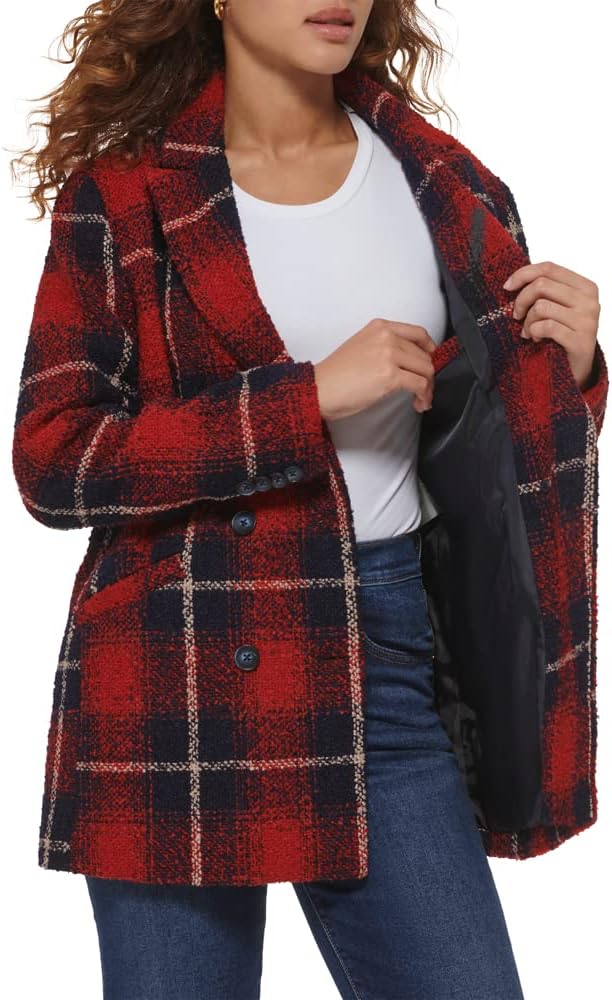 Женский двубортный пиджак Levi's из шерстяной смеси, Red/Navy Ombre — фото 4
