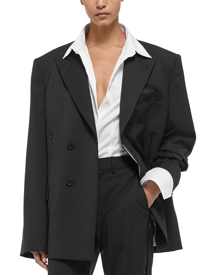 

Helmut Lang Шерстяной блейзер со звездным воротником, черный