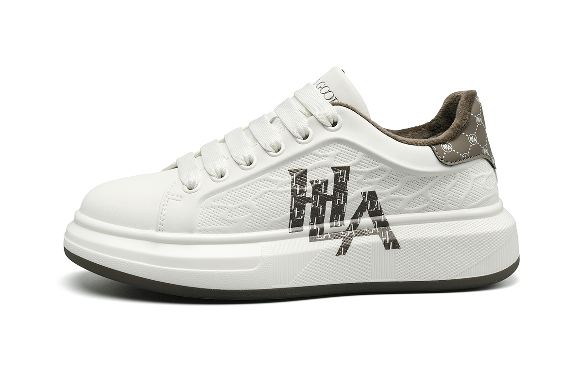 

Низкие скейтерские кроссовки мужские HLA, белый коричневый Fleece-Lined