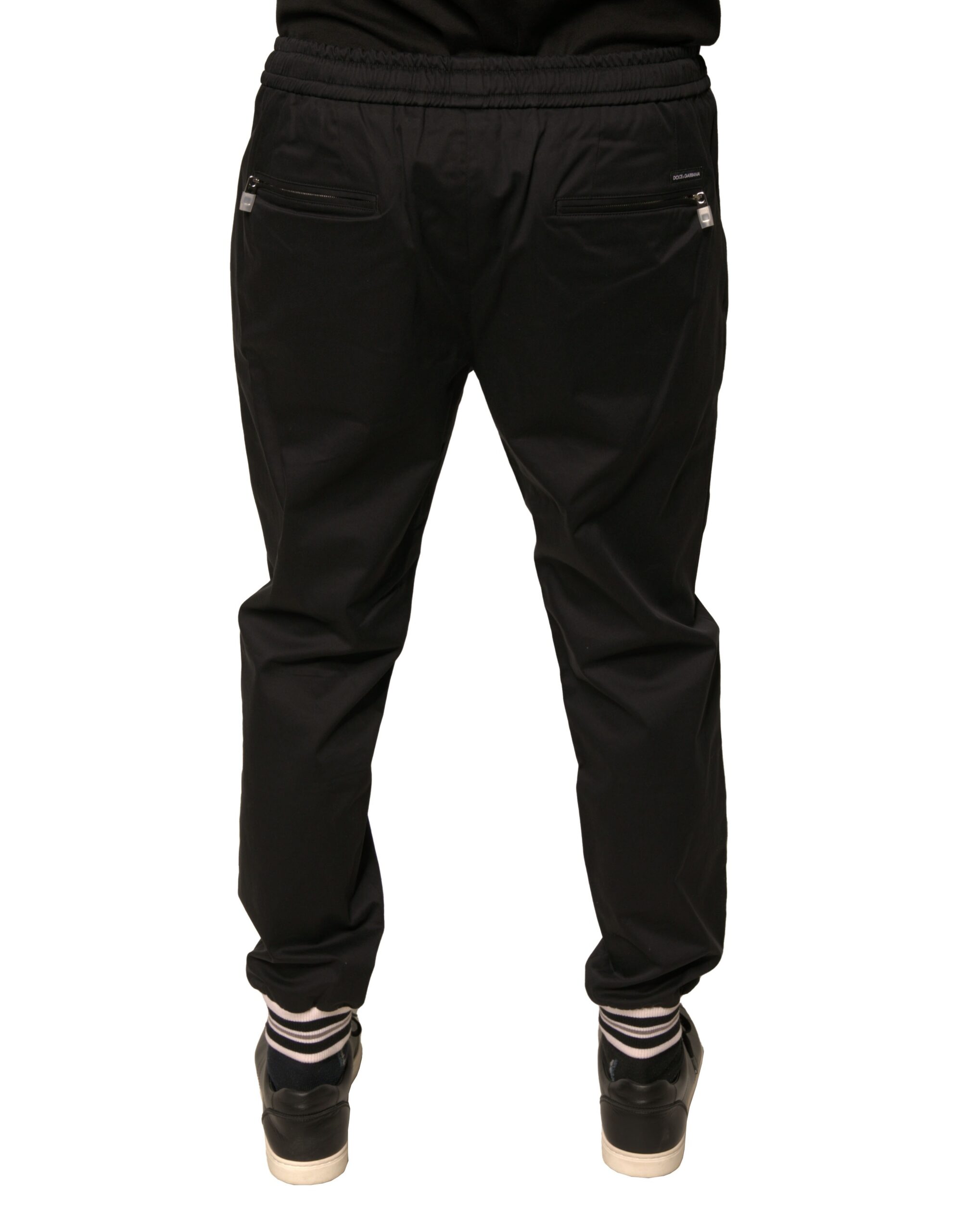 Черные хлопковые эластичные спортивные штаны Jogger Dolce & Gabbana — фото 3