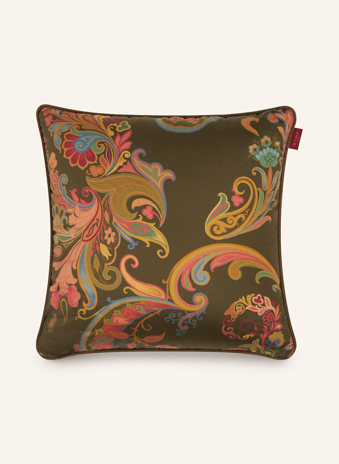 

Атласная декоративная подушка 45 х 45 см. Etro Home, хаки