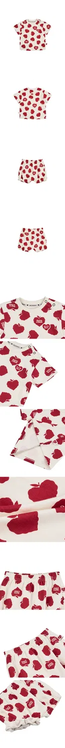 Детский комплект из футболки и шорт "Baby Bubble Apple Allover" тёмно-красный от Belita&Boys — фото 3