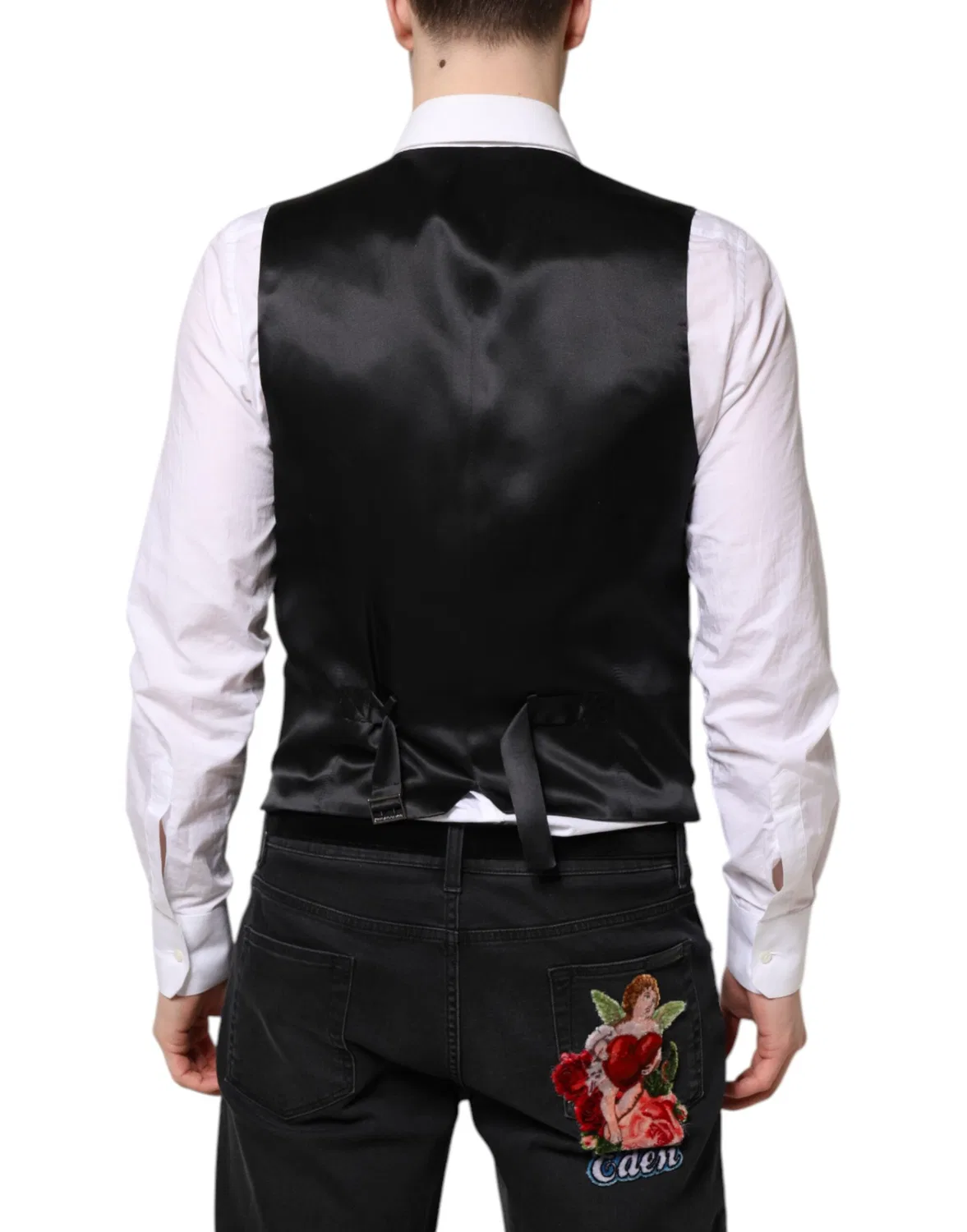 Мужской жилет на пуговицах из шерсти Dolce & Gabbana, Black — фото 4