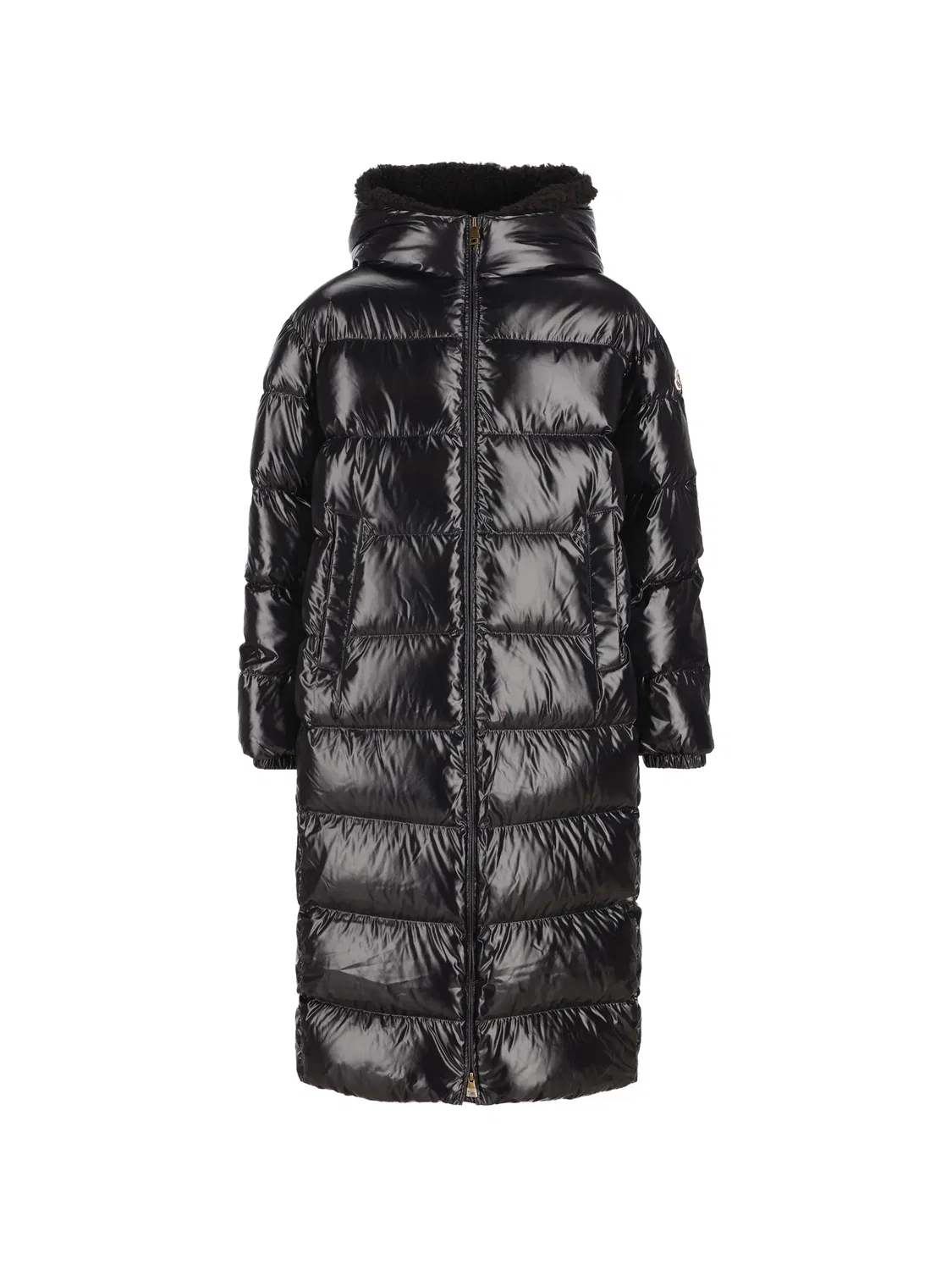 Стеганое пальто с капюшоном Ganevry Moncler Enfant, черный